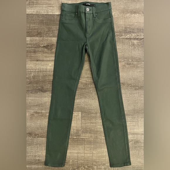 Hudson Jeans Barbara High Waisted Super Skinny Coated Green Size 24 NWT - Picture 4 of 7